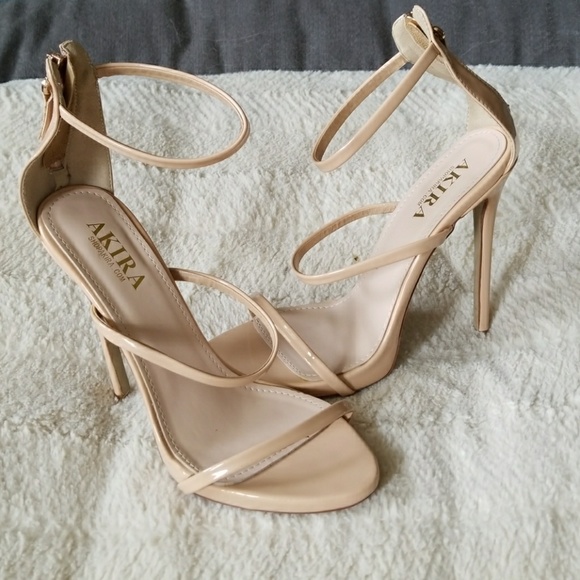 AKIRA Shoes - Ankle strap nude heels